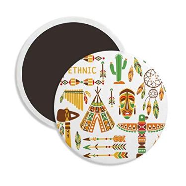 Imagem de Totem Tradicional Americano Apanhador de Sonhos Redondo Cerâmica Ímã de Geladeira Decoração Lembrança