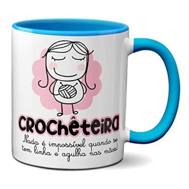 Imagem de Caneca Crochêteira Nada É Impossivel Com Linha E Agulha (Azul)