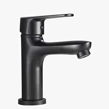 Imagem de LIDON Torneira de banheiro torneira de banheiro alta preta furo único torneira de banheiro torneira de lavatório preta torneira de furo único torneiras de pia de banheiro pretas para banheiro, preto B (cor: preto A)