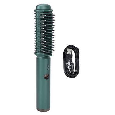 Imagem de Escova alisadora de cabelo quente,mini alisadora portátil sem fio com tamanho de viagem recarregável USB 2600mAh, escova aquecida profissional para cabelos curtos