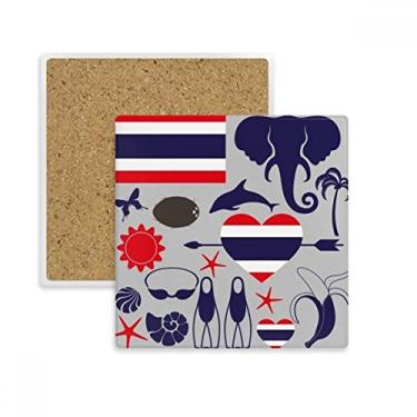 Imagem de Reino da Tailândia tradicional alfândega quadrada, porta-copos, suporte de subplaca, pedra isolante