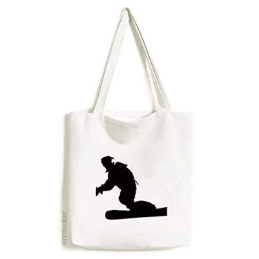 Imagem de Bolsa de lona esportiva para esqui e jogador de tabuleiro bolsa de compras casual