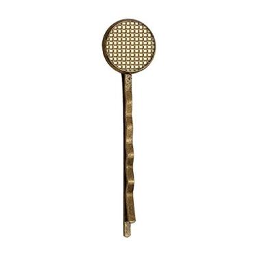 Imagem de Tecido de malha de linho marrom Art Deco presente moderno retrô cabelo de metal Bobby Pin Headwear