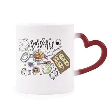 Imagem de Caneca de sobremesa chocolate morango França sensível ao calor Caneca vermelha muda de cor