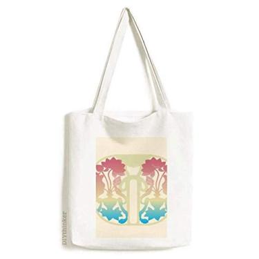 Imagem de Bolsa sacola de lona colorida de flor amarela bolsa de compras casual bolsa de mão