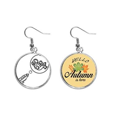 Imagem de Brinco de balão com bolhas de astronauta brinco de folha de outono joia