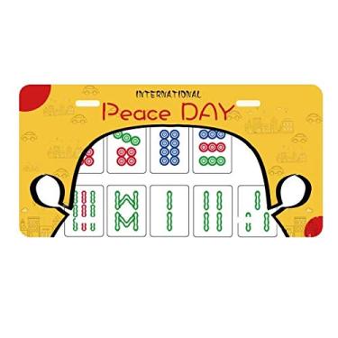 Imagem de DIYthinker Placa de licença do jogo de xadrez Mahjong da cultura chinesa para decoração de carro, dia da paz