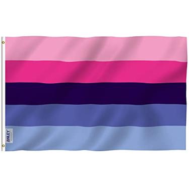 Imagem de Bandeira do orgulho omnisexual Anley Fly Breeze de 3x5 pés - cor viva e prova de desbotamento - cabeçalho de tela e costura dupla - Bandeiras LGBT Omnisexual com ilhós de latão 3 x 5 pés