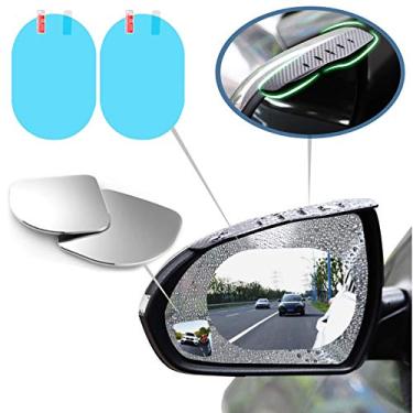 Imagem de Byhoo – 6 peças de espelho para carro com ponto cego – Protetor de adesivo impermeável para espelho de carro com textura de fibra de carbono para proteção de chuva, ângulo mais amplo e retrovisor para mulheres e homens