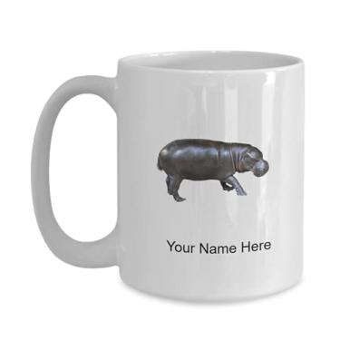 Imagem de Caneca personalizada Pygmy-Hippo, xícara de café Pygmy-Hippo, ideia de presente Pygmy-Hippo, copo personalizado Pygmy-Hippo - Caneca de café de 425 g