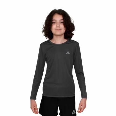 Imagem de Camisa Dry Basic LS Muvin – Manga Longa – Infantil – Proteção Solar UV50 – Camiseta Para Academia – Treino Funcional – Pilates – Yoga – Corrida – Ginástica – Fitness – Caminhada – Secagem Rápida (6, Chumbo)