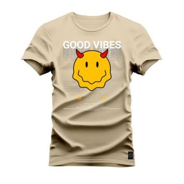 Imagem de Camiseta Casual Malha Confortável Estampada Good Vibes - Nexstar