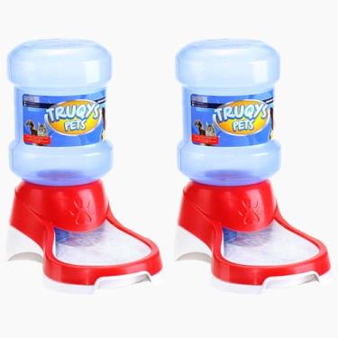 Imagem de Kit 02 Bebedouros para Cães Gatos Pet Cachorro Caes Pequeno Médio Porte Automático 2 Litros Água Sempre Fresca e Limpa Fonte Galão Pote Vasilha Bebedor Animais Mais Vendido Conjunto - Vermelho