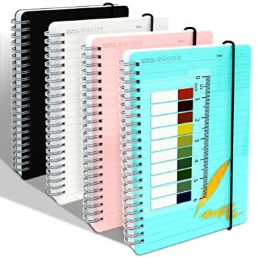 Imagem de Yiozojio Caderno espiral 21,5 x 28 cm – Caderno espiral pautado com 8 mm – Cadernos de anotações A4 grandes para escola para trabalho – 4 pacotes 80 folhas cada, cadernos grandes e bonitos para mulheres