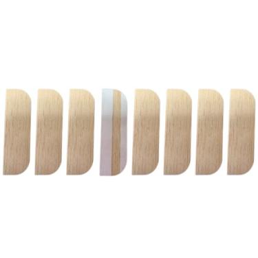 Imagem de Kit de reparo de dobradiça de placa de reparo de dobradiça de 9,5 cm, dobradiças de armário de cozinha, dobradiça de porta de armário, placa de cobertura de dobradiça de madeira, placas de enchimento de dobradiça com fitas dupla face para cozinha (20,3 cm, 8,8 cm)