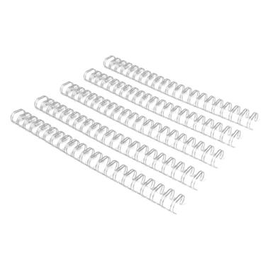 Imagem de RAYSON Espinhos de fio de encadernação de laço duplo, 2,5 cm, capacidade de fios de encadernação de passo 2: 1, 240 folhas, 21 voltas para papel tamanho carta, fio de encadernação prata espiral pacote