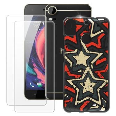 Imagem de MILEGOO Capa para HTC Desire 10 Pro + 2 peças protetoras de tela de vidro temperado, capa ultrafina de silicone TPU macio à prova de choque para HTC Desire 10 Pro (5,5 polegadas)