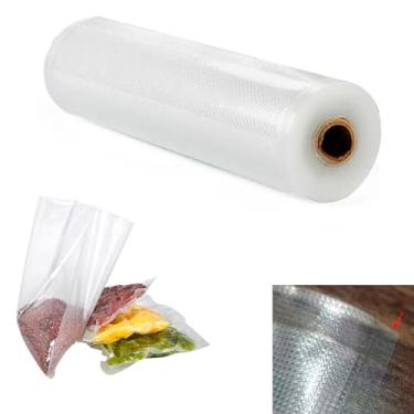 Imagem de Rolo Saco a vacuo com ranhuras armazenamento alimento multiuso Bpa Free - rolo continuo 20cm x 5 m Vácuo de alimentos, Conservação de alimentos, Rolo de embalagem a vácuo.