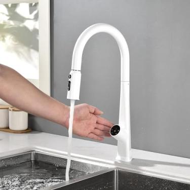 Imagem de Torneira de cozinha sem toque com pulverizador de colocação, torneira de cozinha com tela sensível ao toque com visor de temperatura, torneira de cozinha com sensor inteligente, torneira de pia de