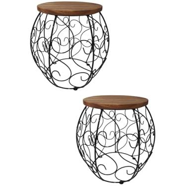 Imagem de Kit 02 Bancos Barril Arabesco Feito em Ferro e Madeira Maciça