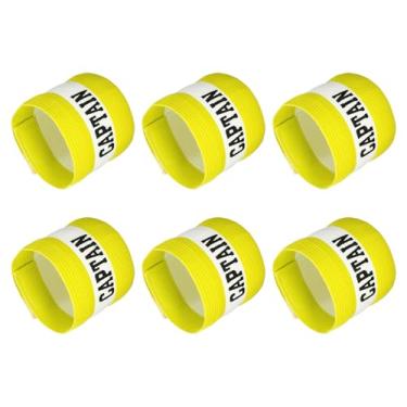 Imagem de YOKIVE 6 peças, braçadeira de capitão, emblema de braço de proteção de nylon, flexibilidade ajustável, ótimo para treinamento de equipe, competições (amarelo, 11,8 x 3,5 polegadas)