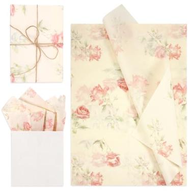 Imagem de 30 peças de papel de seda rosa, 35 x 50 cm, papel de embrulho de presente, folhas de papel de seda rosa retrô para embalagem de saco de presente, festa de aniversário de casamento