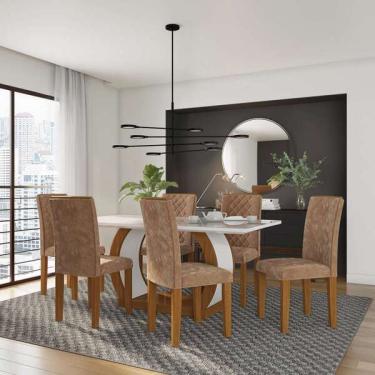 Imagem de Conjunto De Mesa De Jantar Com 6 Cadeiras Estofadas Daisy Ani