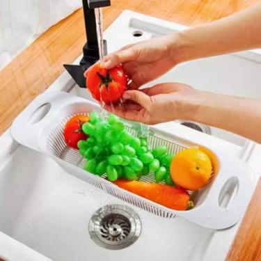 Imagem de Escorredor para Pias Retrátil Regulavel Lava Frutas Legumes Verduras L