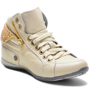 Imagem de Tênis Casual Feminino Cano Alto Couro Palmilha Gel Conforto - BM Brasi
