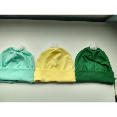 Imagem de Kit Touca recém nascido bebê 100% Algodão Antialérgico 3 peças menino 