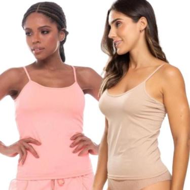 Imagem de Kit 2 Camisete Feminina Casual Segunda Pele Alça Fina Regata Conforto 