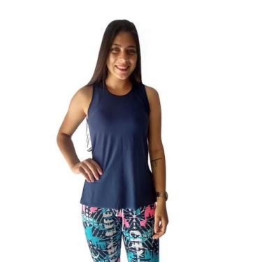 Imagem de Regata feminina tapa bumbum camiseta academia - TB modas, Marinho, G