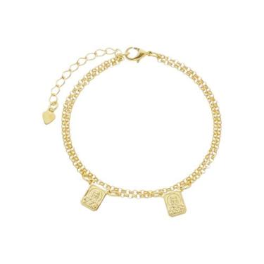 Imagem de Pulseira Terço Sagrado Coração De Jesus Banho de Ouro 18k - Crislu Sem