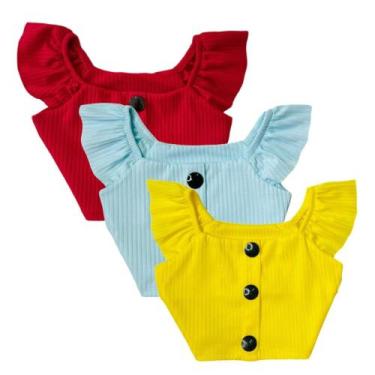 Imagem de Kit Blusinha Cropped Infantil Meninas 3 Peças Look Verão - AK FASHION 