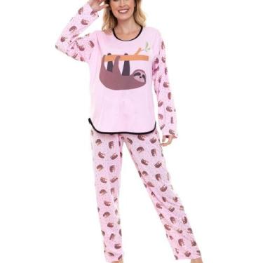 Imagem de Pijama Longo Poliviscose Preguiça NVD 116, Rosa, GG