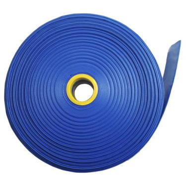Imagem de Rolo de 100 Metros de Mangueira Flat Azul Achatada 3 Polegadas Irrigaç