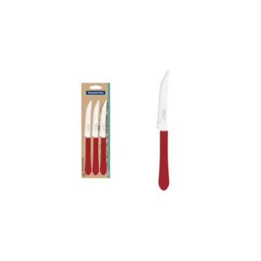 Imagem de Conjunto 3 Facas Leme Vermelho Tramontina Aço Inox