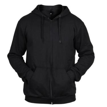 Imagem de Blusa De Frio Feminina Moletom Com Zíper e Capuz Canguru Flanelada Bás