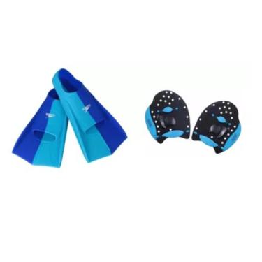 Imagem de Kit Natação Speedo Nadadeira Dual Swim Fin + Palmar Power Paddles Trei