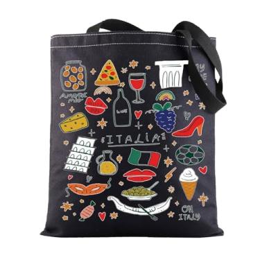 Imagem de BWWKTOP Sacola de lona Itália Lembrança Presentes Italia Shopping Bag Italia Land Icons Bolsa de ombro, Italia Bl, Large