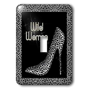 Imagem de 3dRose LLC lsp_21802_1 Silver Cheetah Print Wild Woman Stiletto Pump e Bling Single Toggle Switch
