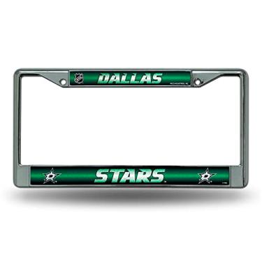 Imagem de Rico Industries NHL Dallas Stars Bling placa de licença moldura cromada 30,48 cm x 15,24 cm 30,48 cm x 15,24 cm prata brilhante cromo carro/caminhão/SUV Auto acessório