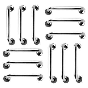 Imagem de Alça de Apoio 30cm Barra Inox Kit 12 Unidades Segurança Idoso Cadeiran