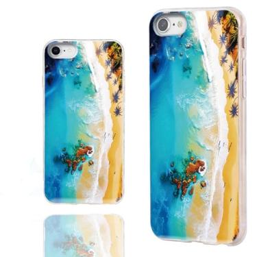 Imagem de ARTIOSIT Capa para iPhone SE 2022 2020, capa para iPhone 8 7, capa para iPhone 6S 6 para meninas mulheres e homens, capa fina de TPU macio para iPhone SE 3rd 2nd 8/7 6S/6, Sea Ocean Sunny Summer Beach