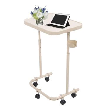 Imagem de Mesa Dobrável Magnética Bege Com Ajuste de Altura Em 3 Níveis para Quarto, Dormitório, Sala de Estar de Trailer, Mesa de Cabeceira Ideal