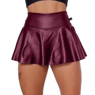 Imagem de Short Saia Babado Tapa Bumbum Em Cirre Brilho Molhado Suplex WOLFOX Fitness Academia-Feminino