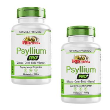 Imagem de 2x Psyllium Pro 750mg 120cps Quitosana - Cromo - Biotina - VItamina C 