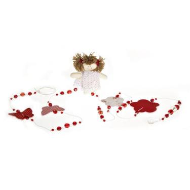 Imagem de Pingente De Cortina Menina Vermelho Quarto Bebê Infantil Menina (Par) 