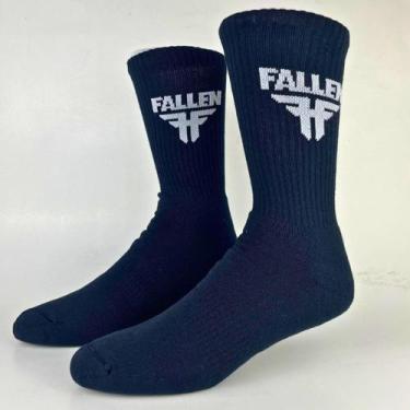 Imagem de Meia Fallen Original Logo Cano Alto, U, Black, White