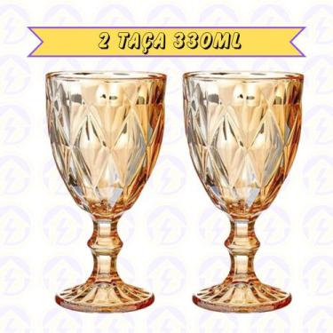 Imagem de 2 Taça Diamante de Vidro Ambar Metalizada 330ML Eventos - Class Home, 